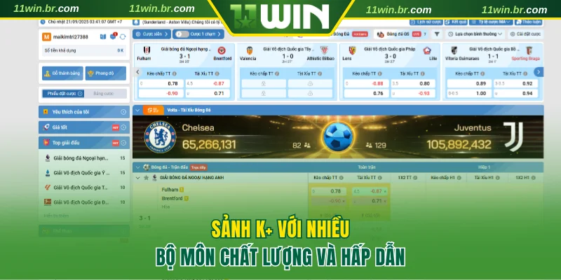 Thể Thao 11WIN 2 Sảnh K+ với nhiều bộ môn chất lượng và hấp dẫn