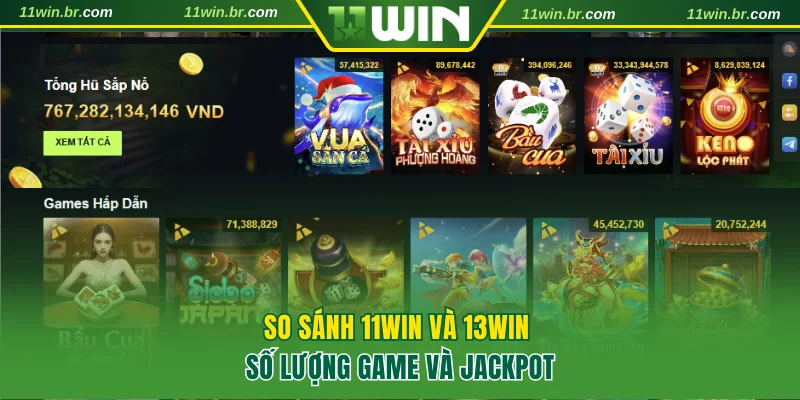 So Sánh 11win Và 13win Chi Tiết Trên 4 Phương Diện Chủ Đạo 2 So sánh 11WIN và 13WIN số lượng game và Jackpot